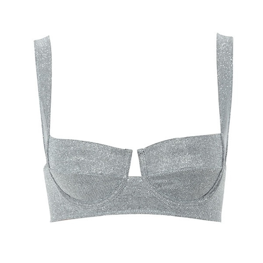 House of CB VELA SILVER SPARKLY BRALETTE